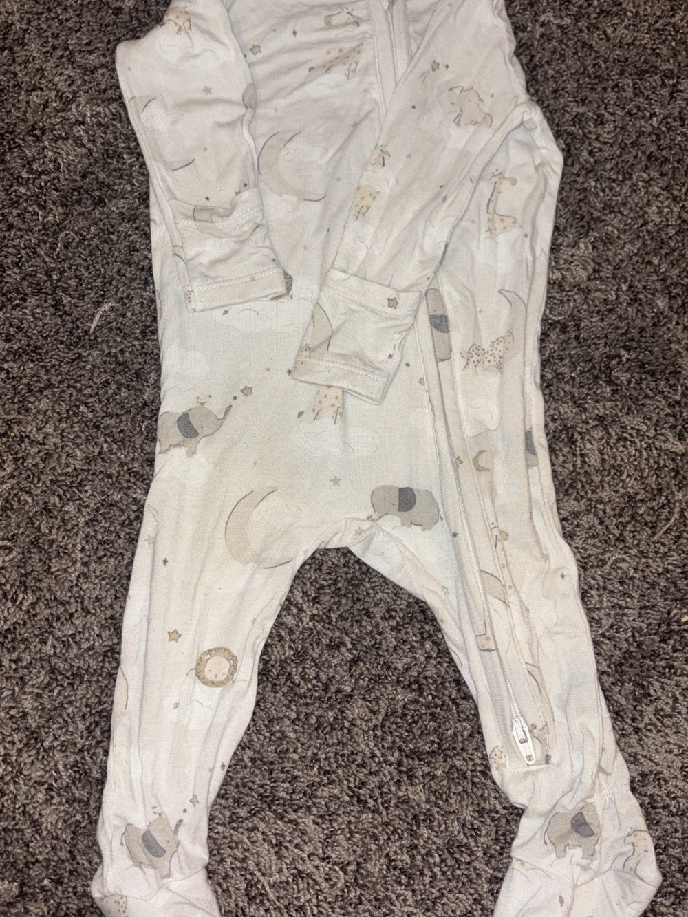 Angel Dear Cream & White Moon Animal Footed Pajamas
